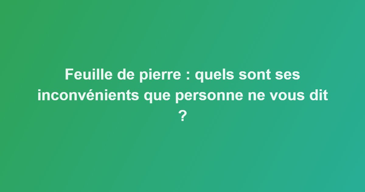 Feuille de pierre : quels sont ses inconvénients que personne ne vous dit ?